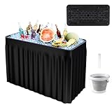 middow 4 Foot Ice Cooler Table, Folding Buffet Cold Food Keeper w/Removable Matching Skirt & Drain Plug, Portable Patio Outdoor Chilling Table, Cooler Server for Party, Picnic, Camping, Wedding, BBQ