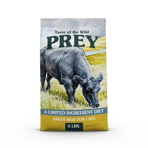 Taste of the Wild PREY Real Meat High Protein Angus Beef Limited Ingredient Dry Cat Food Grain-Free Recipe Made With Real Pasture-Raised Beef, and Probiotics for All Life Stages 6lb
