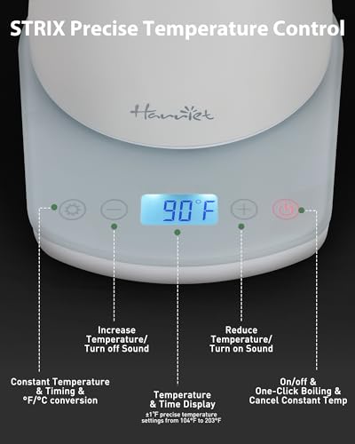Image of Harriet Gooseneck Electric Kettle 1200W Fast Heat, 0.8L Stainless Steel, Precision Temp Control & Timer, Wood Handle