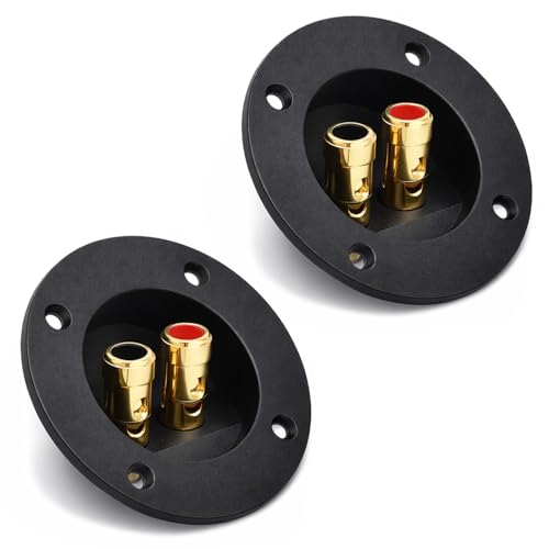 2 PCS Black Subwoofer Box Terminal Cup 3 Inch Sub Box Terminals Round 2-Way Subwoofer Boxes Terminal Spring Loaded Jacks Wire Connector Binding Post Cup for Speaker Sub Home Car Stereo