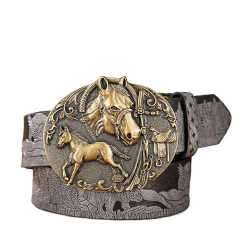 Ceinture western avec boucle cheval 3D idée cadeau homme style cowboy vintage