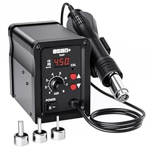700 W Soldeerstation, 858D Hot Air Rework Station met Led-display, 3 Sproeiers, 100-450 °C Temperatuur Instelbaar, SMD Desoldeerstation voor Doe-het-zelf, Reparatie (EU-stekker)