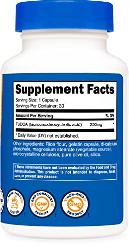 Nutricost Tudca 250Mg, 30 Capsules (Tauroursodeoxycholic Acid) - Gluten Free, Non-Gmo #TOP3
