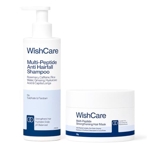 Image of WishCare Multi Peptide Anti Hairfall Shampoo & Mask Combo | With Rice Water, Rosemary & Hyaluronic Acid | Strengthens Hair, Reduces Breakage, Boosts Growth | For All Hair Types