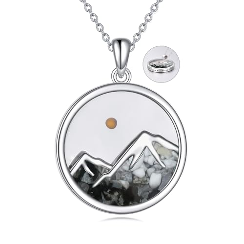 YFN Christian Faith Mountains - Collar de semillas de mostaza, joyería de montaña, plata de ley 925, colgante de montaña, regalo para mujer, 20*27mm, Plata esterlina, Concha de abulón