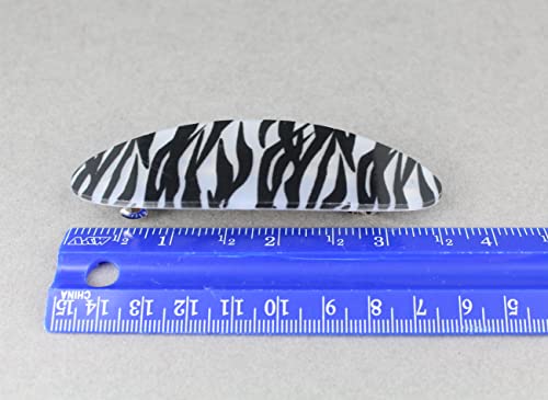 Generic 208550914-GRYBRN Black White Zebra Print Curved Barrette Hair Clip Accessory 3.5 Inches Long Oval Barrette Zebra Stripe thumb #2