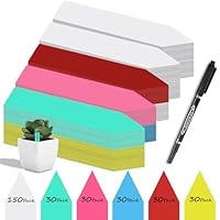 Gucass 300 Stück Pflanzenschilder mit 1 Filzstift, Pflanzenstecker zum Beschriften wetterfest, Stecketiketten Pflanzen Schilder aus Kunststoff Pflanzschilder für Gemüse, Kräuter, Blumen (Weiß+Bunt)