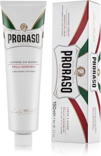 Proraso Shaving Cream Tube 150ml Sensitive Shaving Cream for Men Protects Skin Formula with Oat and Green Tea Extracts Made in Italy White