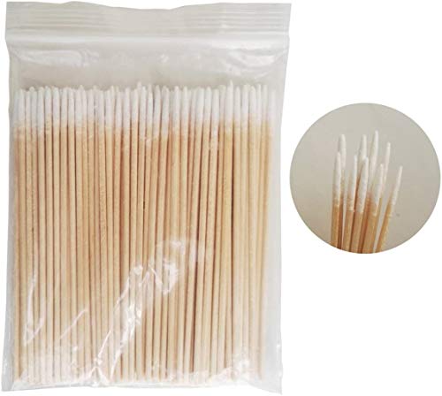 (100 pieces a small bag Easy to carry) Pointed Natural Cotton Swabs Wooden Handle Makeup Health Medical Cotton Swabs Ear Jewelry Clean Sticks Buds Tips (500 pcs Portable)
