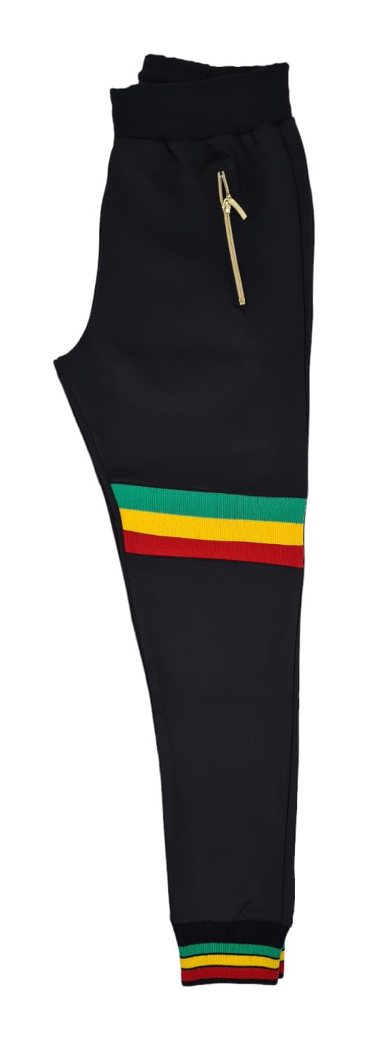 Time Is Money Urban Rastafari Rasta Lion Stripes Tuta da uomo, Nero, Oliva, Giallo, Rosso