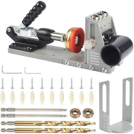 Pocket Hole Jig Kit with Vacuum Dust Collection, All-Metal Pocket...