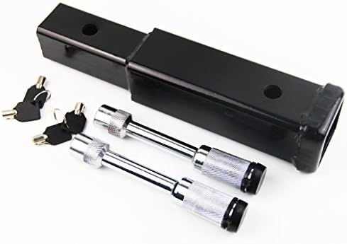 Everything Automobiles 8" Receiver Hitch Extender 2 Lock Pins, Total 12" Long 8" Gap Between Holes - (NOT Keyed Alike)