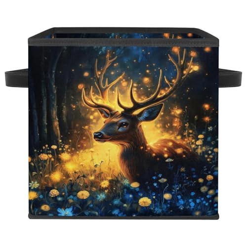 Boîte de rangement forêt de cerfs cube pliable 28cm