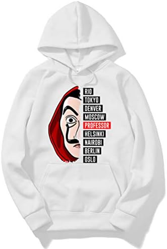 Dalí La casa de Papel Graphics Print Long Sleeve Tops Sweatshirt Hoodies White