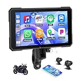 CAMECHO Motorcycle CarPlay Screen, Dash Cam Front and Rear Camera, Wireless Android Auto & Apple Car Play for Moto Motorbike, 5" Waterproof Touchscreen, Bluetooth, Voice Control, WiFi Video