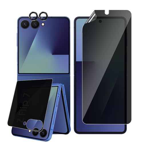 Vanrain Sichtschutz für Samsung Galaxy Z Flip 7, 1+1+1 Stück Schutzglas für Panzerglas mit Hydrogel Anti Spy Schutzfolie und Kameraschutz, 9H Härte Schutzglas HD Klar Anti-Kratze