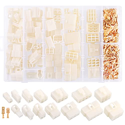 Swpeet 400 Pcs 6.3mm Automotive Electrical Wire Connector Kit - 1, 2, 3, 4, 6, 8, 9 Pin (Assortment Kit), 6.3 mm