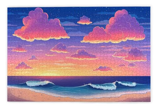 Puzzle 1500 Piezas, Puzzle Playa con Caja Regalo para Adultos, DIY 1500 Piezas Rompecabezas de Madera para Adultos, Rompecabezas Desafiante para Decoración del Hogar y Paredes, Regalo Mujer, R-23