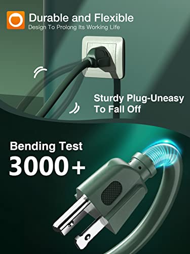 Outdoor Extension Cord 6 Feet Waterproof Heavy Duty Green 16 Awg 3 Prong, Flexible Long Wires Perfect For Home Or Office Use, Ul Listed #TOP1