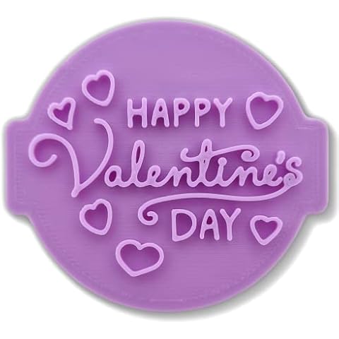 Happy Valentines Day HV03 - Embosser/Stamp for Fondant, Icing, Cupcake, Cake, Decoration, Purple Cover