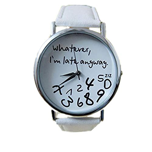 Preisvergleich Produktbild Winkey Damenuhren mit Lederbuchstaben Band weiß