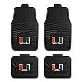 Fanmats University of Miami Hurricanes - Juego de 4 alfombrillas para automóvil, SUV, camionetas, protección para todo tipo de clima, diseño de depósito profundo, ajuste universal, logotipo del equipo