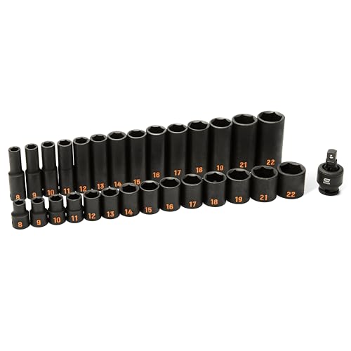 Image of GEARWRENCH 29 Piece 3 /8 inch Drive 6 Point Metric Hi-Viz Standard & Deep Impact Socket Set | 84925H