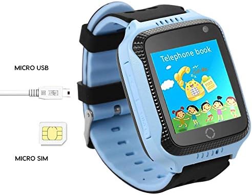 Dizzlle Boys Girls Kids Smart GPS Watch Phone for iOS Android Smartphone with Touchscreen GPS Tracker Camera SOS Pedometer (Blue)