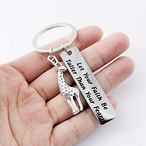 Hibetek Porte-clés sur le thème spirituel de girafe pour les amateurs de girafe, les amis, la famille, Argenté, taille unique – vue 5