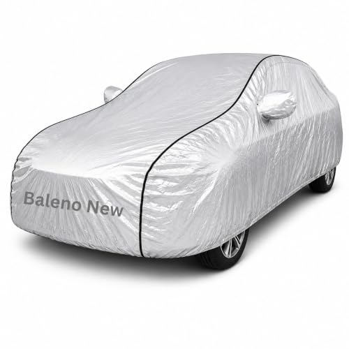 Image of BORDAN Baleno New Heavy Duty Car Cover Waterproof | 6-Layer Full Body Protection with Soft Cotton Inner Lining | UV, Rain, Heat, Dust & Scratch Resistant | Custom Fit with Mirror Pockets | Silver