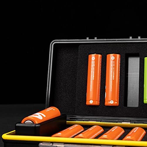 JJC AAA AA Battery Organiser Storage Case with Battery Tester, Portable Waterproof Hard Holder Batteries Organizer with Battery Checker Holds 10 Batteries for AAA AA