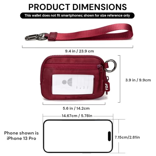 Image of Wristlet Wallet for Women with Clear ID Window, Zip Coin Purse and Keychain | 3 Card Slots, Exterior Zip Pocket, Inner Mesh Pouch, Lipstick Holder, Detachable Wrist Strap, Lightweight Nylon