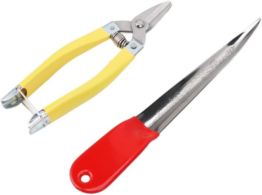 MOPFOL 2 Pcs Stainless Steel Wicker Repair Tool Kit Rattan Furniture Maintenance Weaving Scissors and Pry Tool for Basketry
