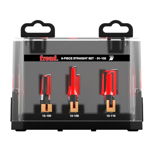 Freud 6 Piece Straight Bit Set - Ideal for Routing Grooves, Dadoes, and Rabbets - 1/2