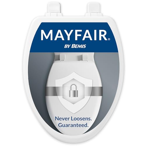 Mayfair Linden Slow Close Toilet Seat Non Slip Heavy Duty Wood Easy Install Elongated White