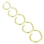 Body CAC Titanium 5PCS-20G(0.8mm) Gold Hinged Clicker Nose Ring Hypoallergenic Full Hoops, Implant Grade Clasp Segment Sleeper Seamless Earrings Helix Piercing For Women