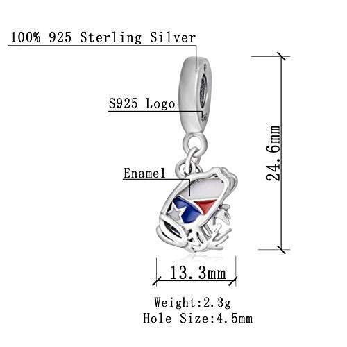Puerto Rico Coqui Frog Dangle Charm - 925 Sterling Silver Red Blue White Enamel Country Flags Dangle Bead Charms, Fits Pandora Women Bracelet Necklace2