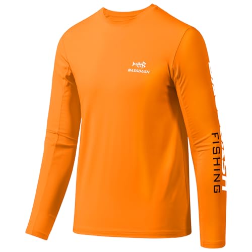 Bassdash - BASSDASH Youth Fishing T Shirts UPF 50+ Long Sleeve Performance UV Protection Tee for Boys Girls, Orange/White Logo, Medium - -20%