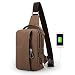 Muzee Sling Bag for Men Chest Shoulder with USB Charging Port Gym Backpack Sack Satchel Outdoor Crossbody Pack (coffee(new))