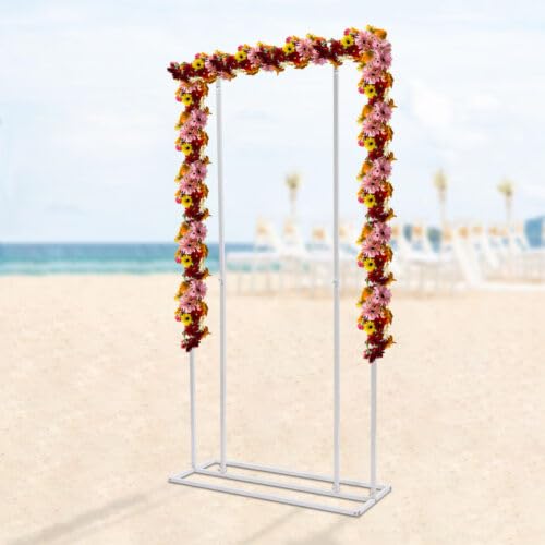 Eckig HintergrundstäNder Metall Traubogen Hochzeit Quadratischer Metallbogen Stand Hintergrund Bogen Quadratischer Metall-Hintergrundständer für Hochzeiten Geburtstagsfeiern usw 2x1M Weiß