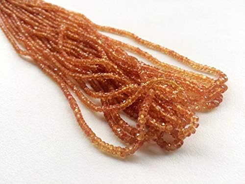 Miniatura 3 de Cuentas Rondelle facetadas de zafiro naranja, cuentas de zafiro naranja natural, collar de zafiro naranja, 0.098-0.118 in, 4 pulgadas