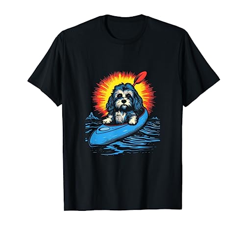 Kayak Havanese Dog Kayaker Canoa Paddling Pop Art Camiseta