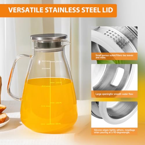Image of Bellemax Water jug Crystal Clear Glass Pitcher Beverage Dispenser with Pour Spout Shatterproof Catering and Restaurant Serveware for Cold Drinks, Water, Lemonade, Beer, and (Desire 1800 ML Set of 1)
