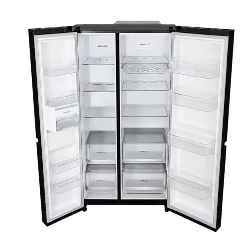 Image of LG 650L Side by Side Refrigerator, Wi-Fi Convertible, DoorCooling+, Smart Inverter Compressor, Black Mirror Finish, 3 Star (GLB257DBM3, 2025 Model)