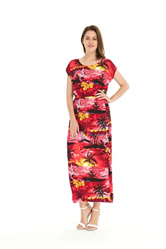 Image of Hawaii Hangover Family Matching Hawaiian Clothes, Sunset Red | Family matching Hawaiian outfits, Sunset Red, lightweight rayon, machine washable, tropical floral print, luaus, cruises