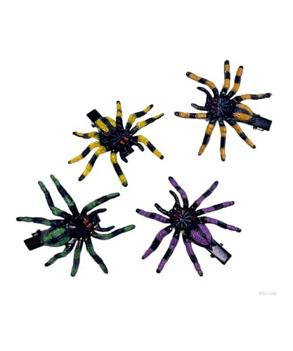 Halloween Spider Hair-clips Hairpins Hairgrips Black Spider Orange Hair Clips Pins JHH35 (4 Pcs-Set A)
