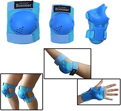 Image of BOSONER Kids /Youth Knee Pads Elbow Pads Wrist Guards Set for 3-15 Years, Child Protective Gear Set for Roller Skates, Cycling, BMX Bike, Skateboard, Inline Skating, Scooter Riding Sports