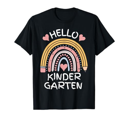 Hello Kindergarten Cute Pencil Rainbow Back to School - Kids T-Shirt