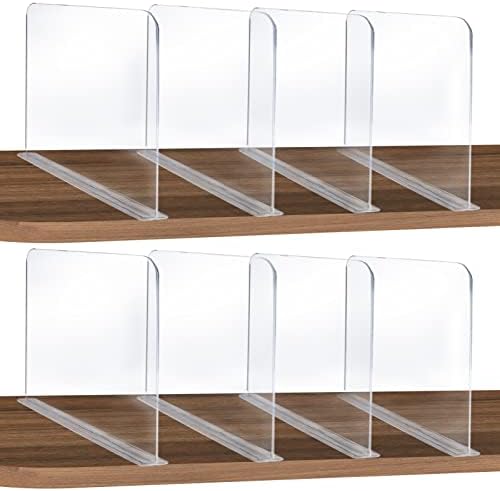 ROUFA 8 Pack Acrylic Shelf Dividers for Closet Wood Shelf Organizer,Multi-Functional Wood Closet Separator for Storage and Organization, Bedroom Closet Organizer Fit for Any Thickness of Shelves