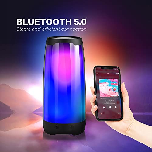 Bluetooth Speaker With Lights Bugani Color Changing Portable Wireless Speaker 6 Color Led Lighting Themes, Ipx5 Waterproof Bluetooth Speaker 20W Stereo Sound, 24 Hours Battery, Tws Pairing Mic Tf Card #TOP6